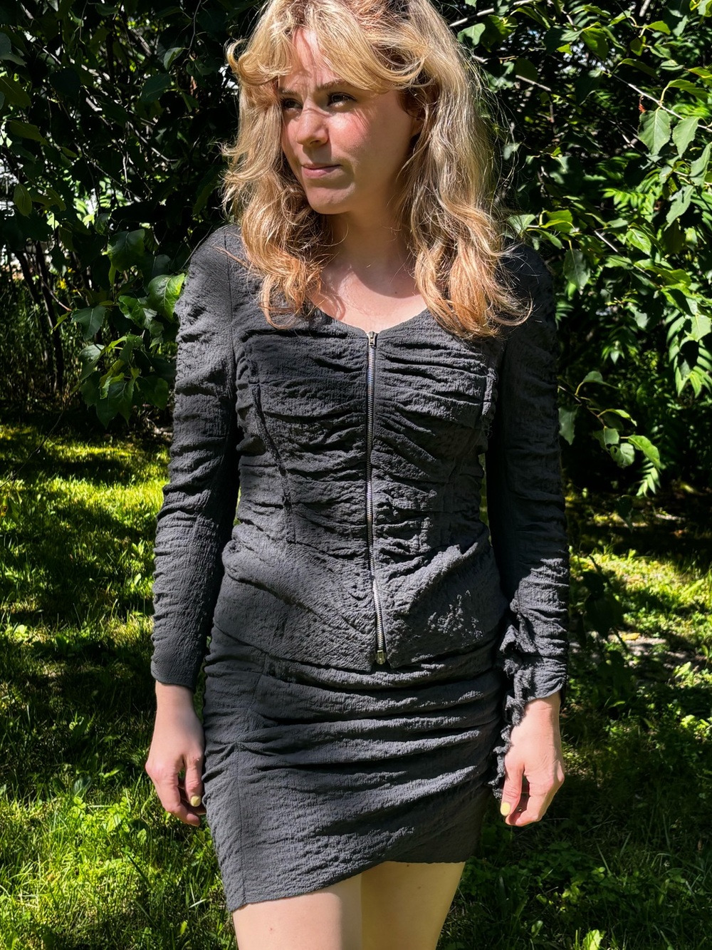 Isabel Marant Black Textured Jacket and Skirt Set
